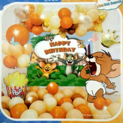 Partywala Printed Tom & Jerry Theme Birthday Decoration kit Pack of 53 Balloon