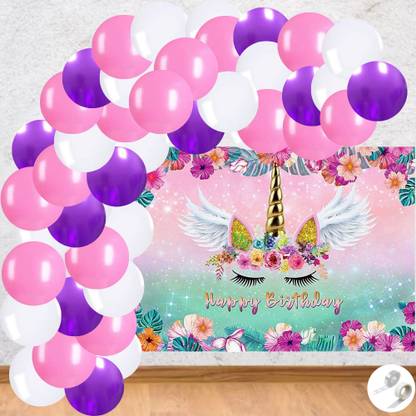 FLICK IN Solid Unicorn Theme Birthday Decorations Backdrop Unicorn Birthday Decorations Girls Balloon