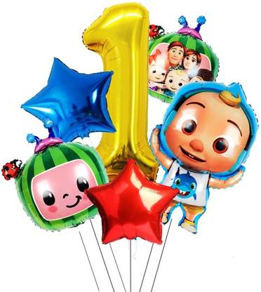 PopTheParty Solid 1st Birthday Decoration - Cocomelon Theme Balloon Decoration For Kids Parties Balloon