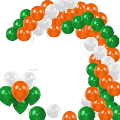 SOI Solid Independence Day Decoration Tri Colour Balloons, 15th August Decoration Items Balloon  (Multicolor, Pack of 50)