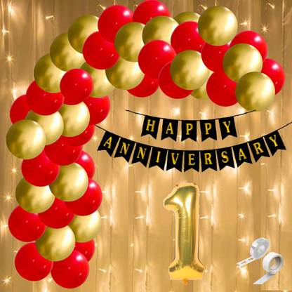 FLICK IN Solid 1st Anniversary Decoration Items Happy Anniversary Decoration Items for Home Balloon