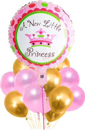 FUNCART Printed Princess Crown foil Balloon bouquet(11pcs/pack) Balloon