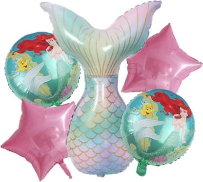 Bash N Splash Printed Mermaid Theme Happy birthday fish tail Party Foil Balloon for girls birthday Balloon