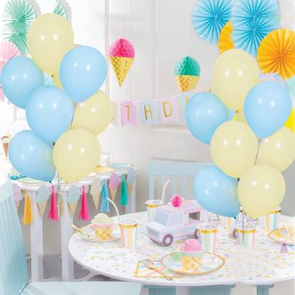 R G ACCESSORIES Solid Light Blue Light Yellow Balloons Garland Kit Of 31 Pcs For Party Decorations Balloon
