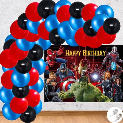 FLICK IN Solid Avengers Theme Birthday Decoration Avengers Theme Backdrop Spiderman Birthday Balloon