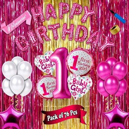 Bubble Bells Solid 1st first happy birthday theme decorations kit combo items for girls boys kids Balloon
