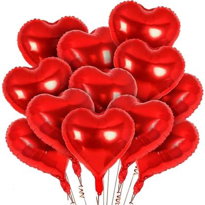 PopTheParty Solid Red Heart Shape Foil Helium Balloons, For Valentines Day Engagement Party Decor Balloon