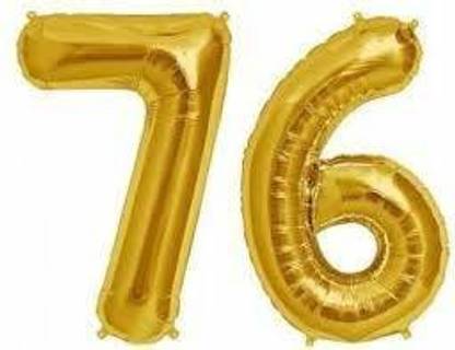 Gitanjali Solid Golden " 76 " Numerical Foil Balloon For Birthday Anniversary Celebration Balloon