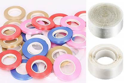 RJV Global Solid Balloon Decorating Garland 1Tape Strip 1Glue Dots & 13 Curling Ribbon Multicolor Balloon Bouquet
