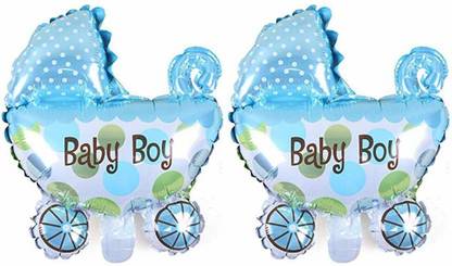 Rozi Decoration Printed 27 inch Foil Balloons / Baby Arrival Boy and Girl Foil Balloon For Baby Shower Decoration Pack of 2 (Pram- Boy) Balloon