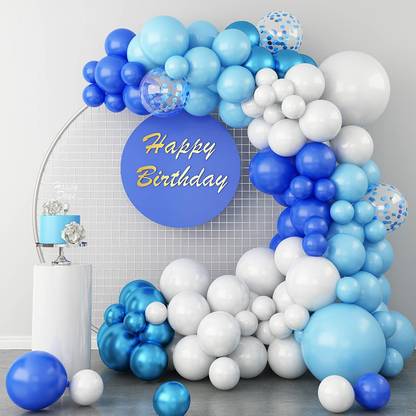 R G ACCESSORIES Solid Blue Metallic Blue Grey Balloons Garland Kit Of 53 Pcs For Party Decorations Balloon