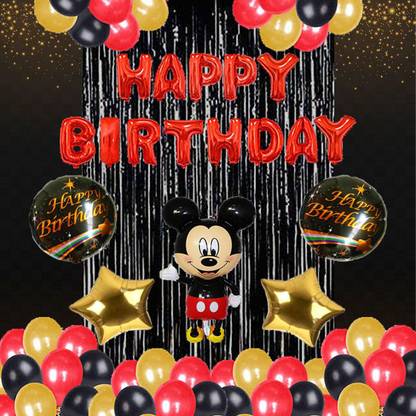 PARTY BREEZE Solid happy birthday decoration mickey mouse theme combo set for party decor Balloon