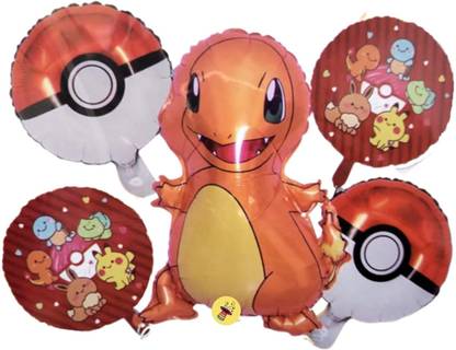 Bash N Splash Printed Pokemon Theme Charmander Pokémon Pokeball Happy Birthday Party Balloon Round Balloon Bouquet
