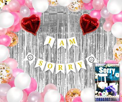 Almoda Creations Solid I Am Sorry, Apology Decoration Paper Bunting Combo Balloon
