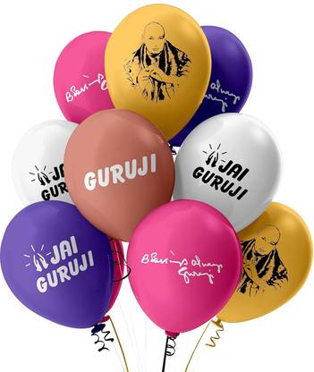 TMB Store Printed TMBS Happy Birthday Guruji Metallic Balloons with Guruji Photo & 4 other designs Balloon