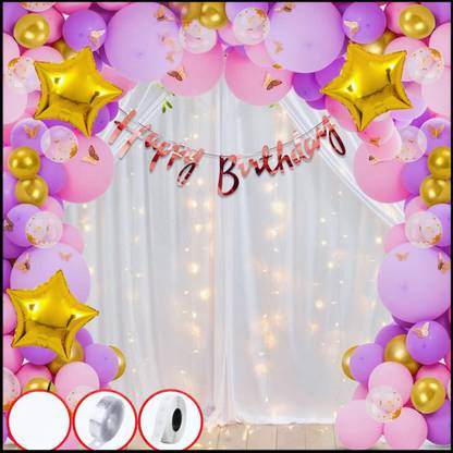 DAY DECOR Solid Happy Birthday Balloon Set Birthday Decoration Balloon Decoration Items Set Balloon