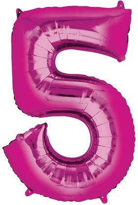 BashNSplash Solid Big Size Helium Quality 5th birthday Balloon 5 Magenta Pink 32" Number Age Letter Balloon