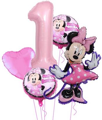 Bash N Splash Printed Helium Quality Minnie Mouse 1st birthday Party Foil Balloon 1 number Ballon Balloon
