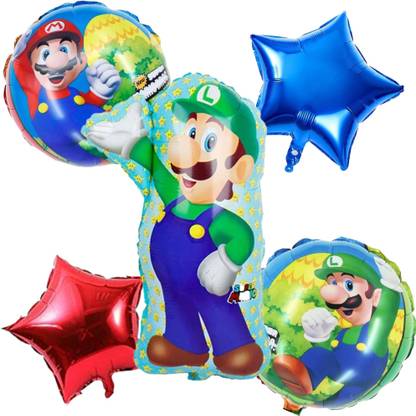 FLICK IN Solid Mario Theme Birthday Foil Balloon Gaming Super Mario Birthday Decoration Balloon