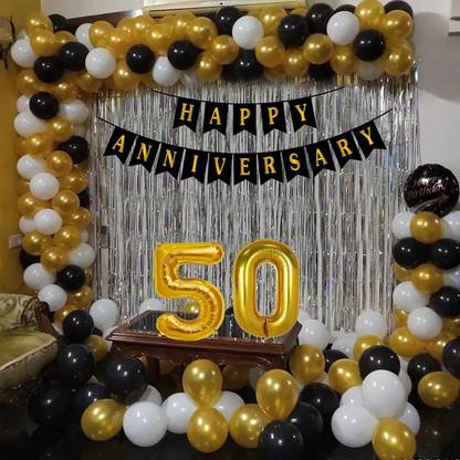 groovy dudz Solid 50th Marriage Anniversary Decoration Items Balloon