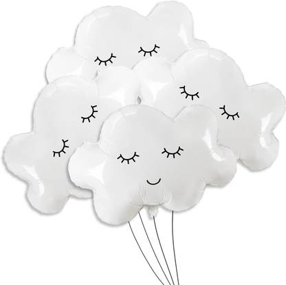 TOYXE Printed White Cloud Mylar Foil Balloons Smiling Face Balloons Party Balloon