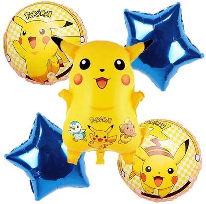 Bash N Splash Printed Pokemon Theme Pikachu Pika pe Pokémon Happy Birthday Party Balloons Round & Star Balloon