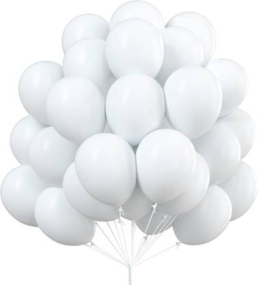 1iAM Solid 50 Pieces White Pastel Balloons for Decoration of Birthday, Anniversary, Mehndi Balloon