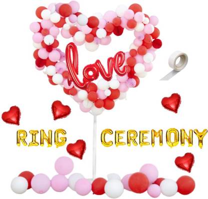 FLICK IN Printed 80 Pcs Engagement Items Heart Balloon Arch Stand Ring Ceremony Decoration Balloon
