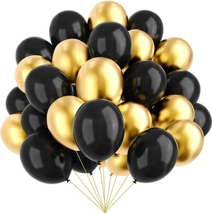ANILOONS Solid Golden and Black Balloon Garland Decoration Kit Balloon