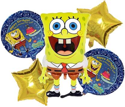 Bash N Splash Printed SpongeBob Theme Cartoon Happy Birthday Party Balloons Round & Star Balloon