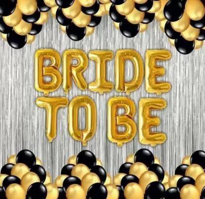 Prihit Bride to Be Decoration kit - Foil Banner with 30 Metallic Balloons and Curtain