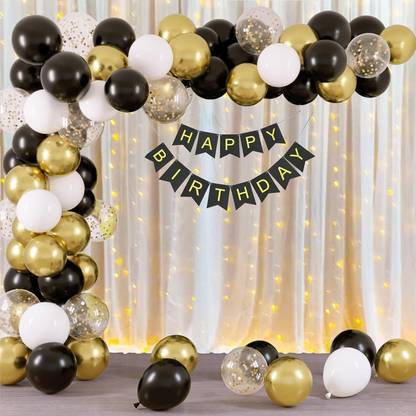 PARTY MIDLINKERZ Birthday Decoration Kit Combo, White Net Curtain For, Girl, Boys