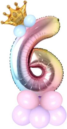 Décor Mantra Solid 6 Six number foil balloon birthday anniversary decoration items for boy girl Balloon