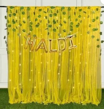 PARTY BREEZE Solid haldi mehndi decorations backdrop items kit combo set for wedding pack item set Balloon