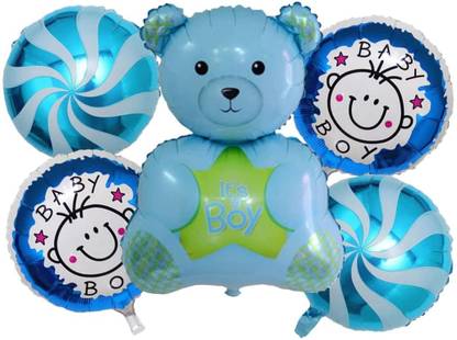 Bash N Splash Printed Welcome Baby Shower Teddy Bear Its a Boy helium quality XL Balloons Baby Arrival Balloon Bouquet
