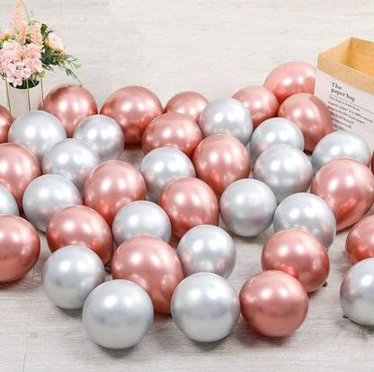 Mosclue Solid Hd/Metalic 50 Ballons Rose gold,Silver For Kids/Adult/Party/Birthday Decorations Balloon