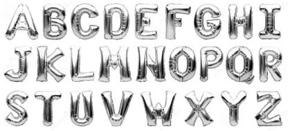 Charm Solid A TO Z ALPHABET LETTERS IN SILVER [PACK OF 26] IN ONE PACK Balloon