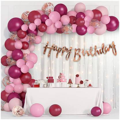BUC Solid Birthday Decorations Kit For Girls Pcs-69 Birthday Celebration Bday Decoration Balloon