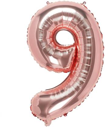 MOREL Solid 16 INCH BIRTHDAY NUMBER 9 FOIL BALLOON IN ROSE GOLD COLOR FOR PARTY ITEM. Balloon