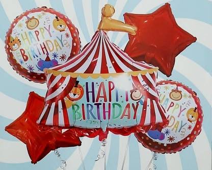 toyuniverse Printed Carnival Circus Theme Foil Balloon Set for Kids Birthday Party Decoration Balloon