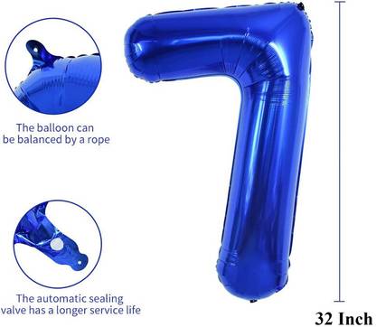 Choice Corner Solid 7/Seven 32" Big Number Foil Balloon For Birthday, Anniversary Party Decorations Balloon