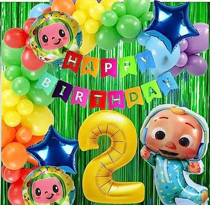 Shmaya Printed Cocomelon theme 2nd birthday balloon balloon balloon decoration -pack of 69 Balloon