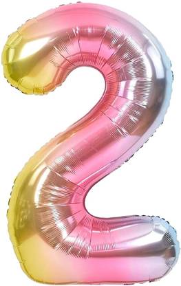 FLICK IN Solid Number 2 Foil Balloon 32 Inch Rainbow Number Foil Balloon 0 to 9 Number Balloons Balloon