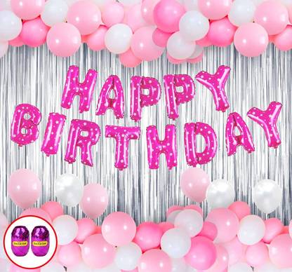Probang Solid Birthday Metallic Balloons with foil Curtain, Happy Birthday Letter Foil Balloon Balloon