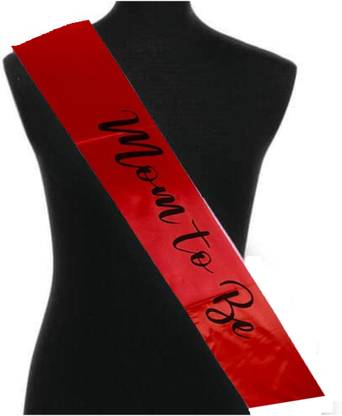 SOI Printed Red Mom To Be Sash for Baby Shower Decorations Balloon