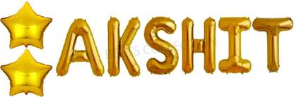 Shilpveda Solid AKSHIT Name Letters foil Balloon names banner happy birthday party alphabet Balloon