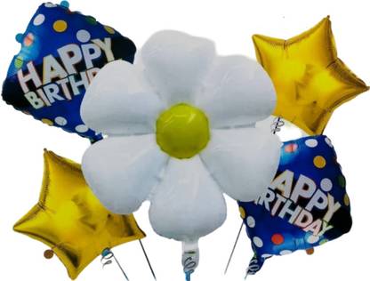 toyuniverse Printed Daisy Flower Theme Foil Balloon Set for Kids Birthday Party Decoration Balloon