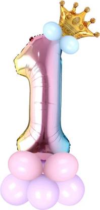 Party Bird Solid Birthday/Anniversary Decoration Pastel Balloons,Crown,1 Number Foil Balloons Set Balloon
