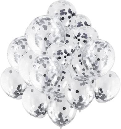 Indy Toys And Fashion Solid Silver Glitter Transparent Balloon | Birthday | Anniversary |Bachelorette Balloon