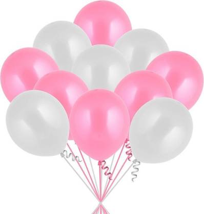 PARTY MIDLINKERZ Solid 100Pcs Pink, White Metallic Balloons For Ballons For Decorating Balloon